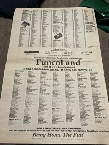 Funcoland Newspaper Original Pricing Ad Holiday 2000vintage Games