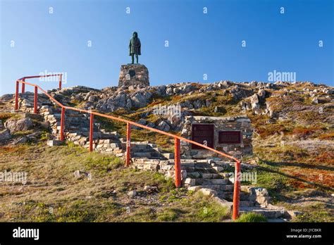 Stairs leading up to the John Cabot Statue in John Cabot Municipal Park ...