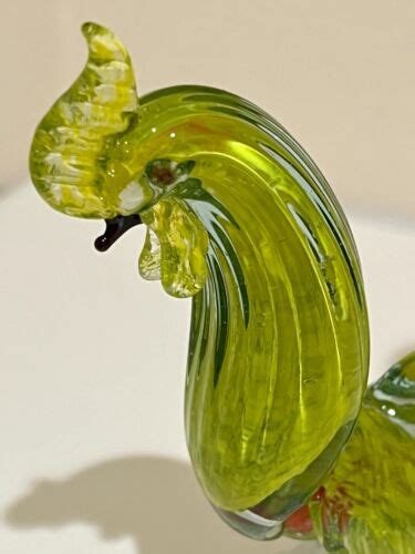 Vintage Murano Style Hand Blown Art Glass Rooster Figurine Sculpture