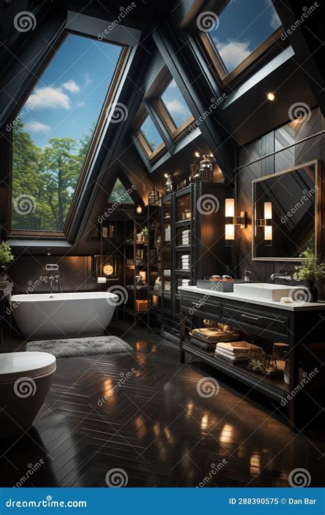 A Modern Luxurious Bathroom With Rich Dark Tones Opulence And