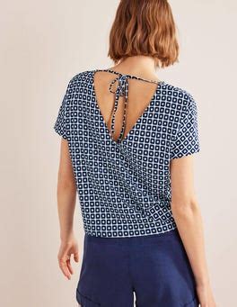 Tie Back Jersey Top French Navy Cube Boden Uk