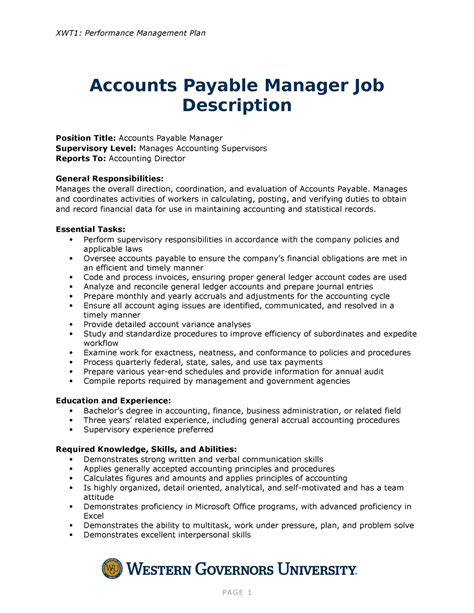 C235 Accounts Payable Manager Job Description Task2 0218 XWT1