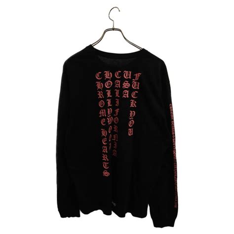 CHROME HEARTS クロムハーツ Fuck You USA Stripe Logo L S Tee ネオンピンク アームロゴ ストライプロゴ ロングスリーブTシャツ ブラック ピンク