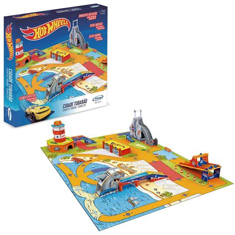 Hot Wheels Cidade Tubarao Play Set Em Madeira XALINGO