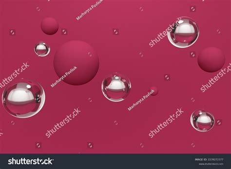 magenta abstract background glass flying bubbles stock illustration