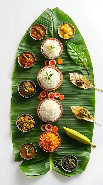 Kerala Sadhya On A Banana Leaf Onam Feast Premium Ai Generated Image