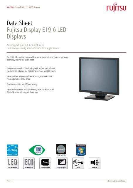 Data Sheet Fujitsu Display E19 6 Led Displays Dr Vogt Gmbh