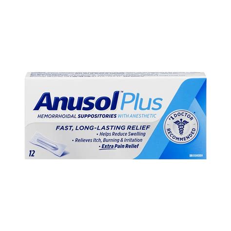 Buy Anusol, Plus Suppository, 12 uses for $13.99 - Lifeplus Natural Health