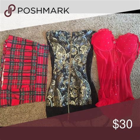 Cupids Lingerie Red And Brocade Barely Worn