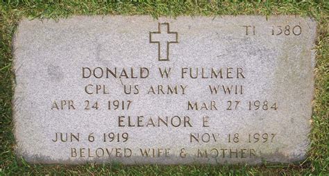 Donald W Fulmer 1917 1984 Mémorial Find a Grave