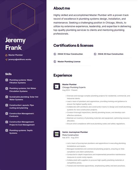 Plumber Resume Examples Templates And Top Skills 2023