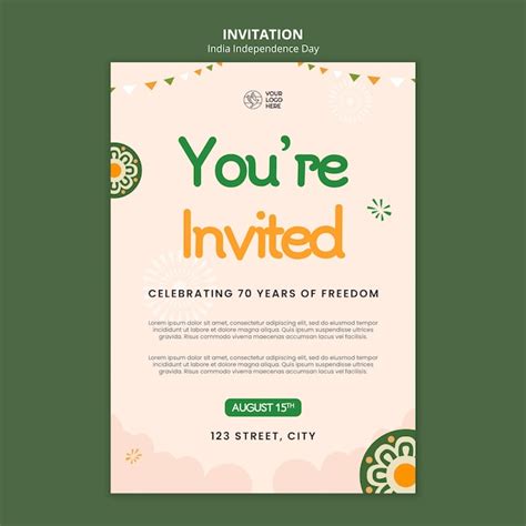 Premium Psd India Independence Day Invitation Template