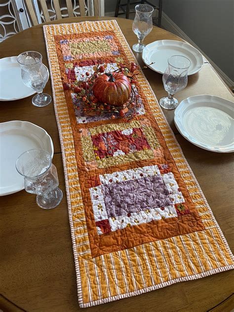 Thanksgiving Autumn Quilted Table Runnerfall Table Decor Etsy