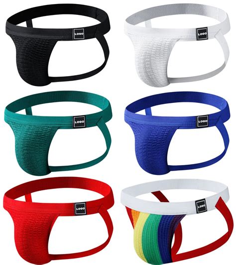 Wholesale Cuecas Jockstrap Solid Color Men Thongs Sexy Underwear Cotton Custom Logo Gay