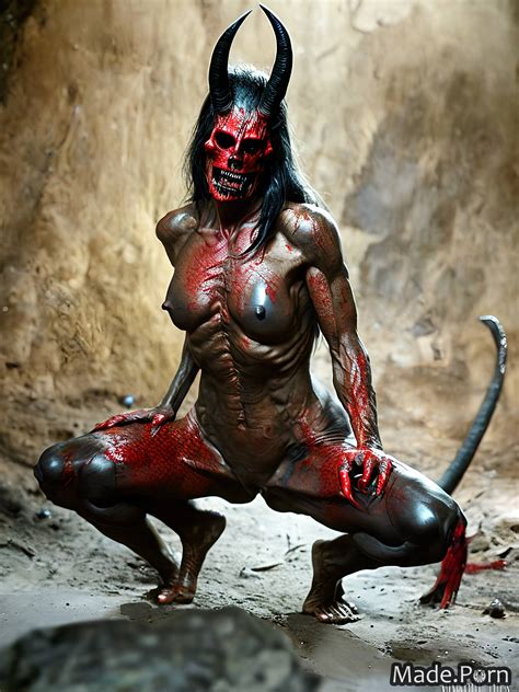 Porn Image Of Devil Nude Dark Fantasy Creepy Full Shot Squatting Spreading Legs Created By Ai
