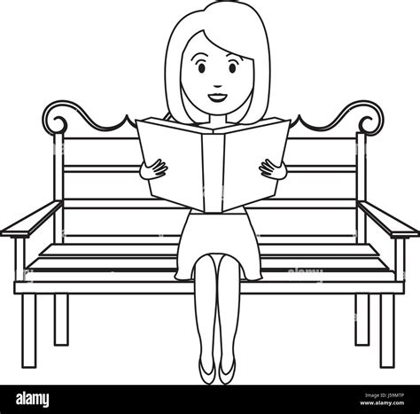 Woman Reading Book In Park Chair Stock Vector Image And Art Alamy