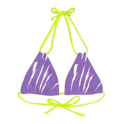 Effete Feline Claw Marks Scratch Strappy Triangle Bikini Top AOP Walmart