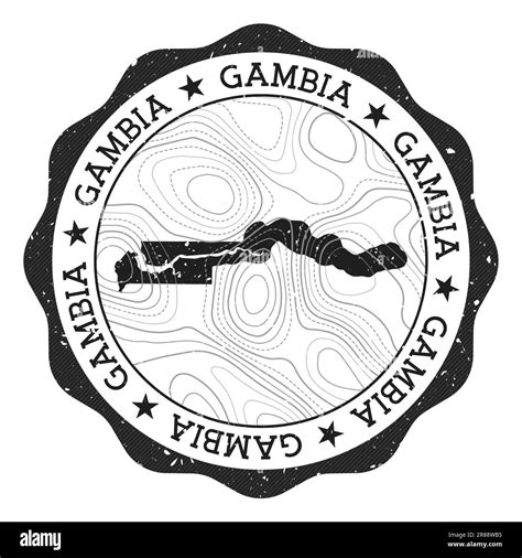Gambia Outdoor Stamp Round Sticker With Map Of Country With