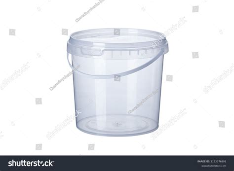 transparent plastic bucket transparent lid  stock photo