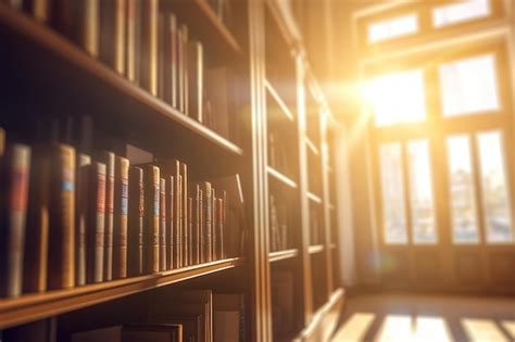 Premium Ai Image A Library With Books On The Shelves And The Sun