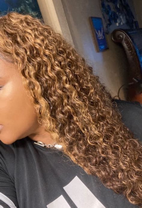 Hurela Affordable Kinky Curly Honey Blonde Highlights Wig Human Hair X Transparent Lace