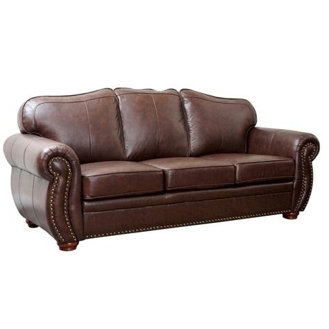 Abbyson Pearla Leather Sofa And Loveseat Set In Dark Brown Ci D320