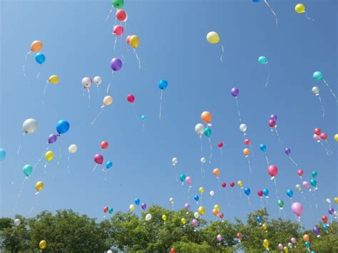 Imagenes De Globos Con Helio En El Cielo Lleno De Colores