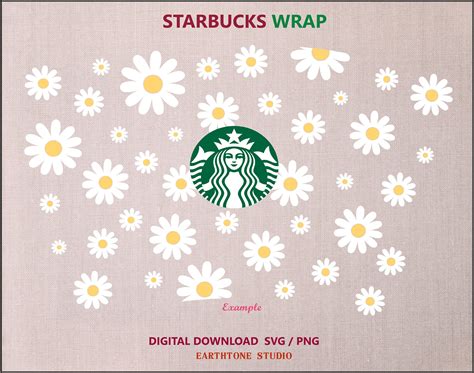 Floral Cup Svg Daisy Flower Floral Full Wrap Svg For Etsy Starbucks