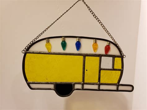 Yellow Stained Glass Camper Suncatcher Etsy