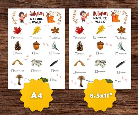 Autumn Nature Walk Checklist Scavenger Hunt Spotter Sheet Etsy