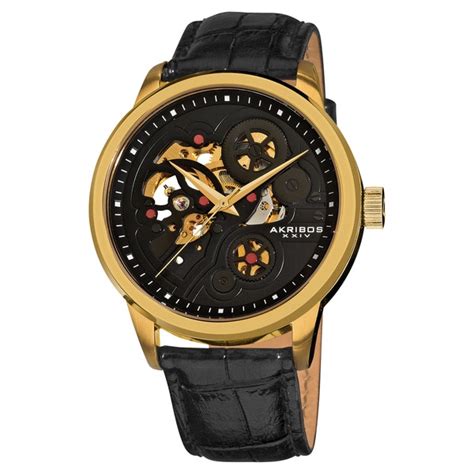 Shop Akribos Xxiv Men S Stainless Steel Mechanical Skeleton Leather