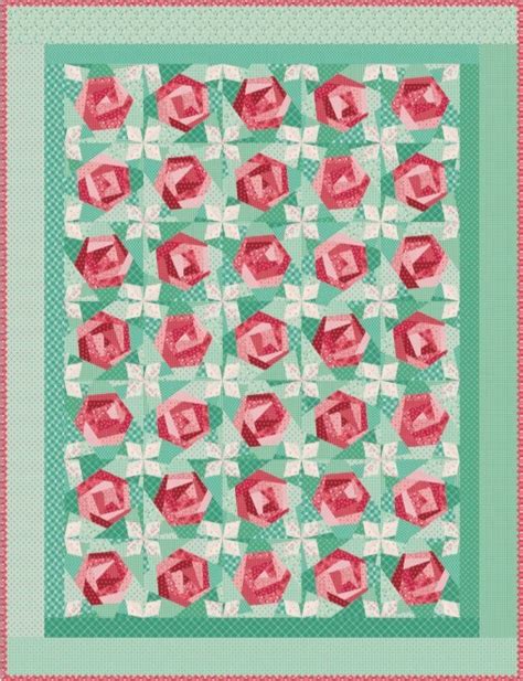 berry sage paper roses quilt fabric kit lori holt finished sie