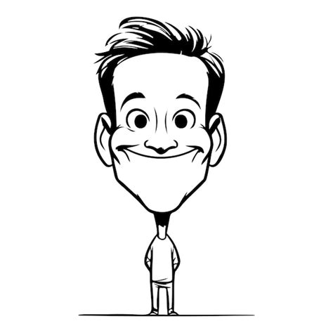 Caricature Of A Man With A Wide Smilee Premium Ai Generated Vector