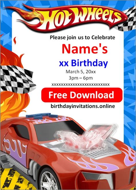 Hot Wheels Invitations Birthday Invitations