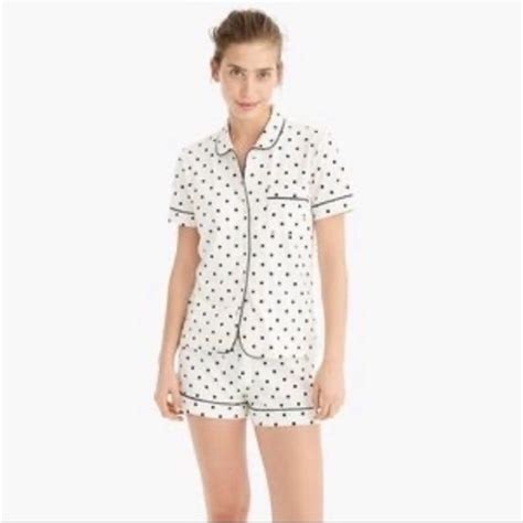 J Crew Intimates Sleepwear J Crew Polkadot White Navy Blue Pj