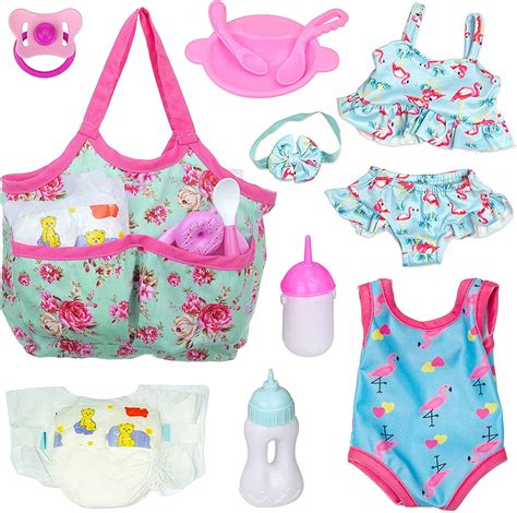 ZITA ELEMENT Baby Doll Accessories 12 Pcs Baby Doll Feeding and Caring ...