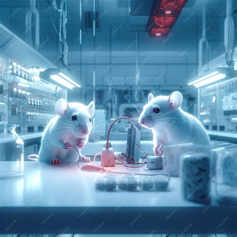 Premium Photo | Two white rats are doing experiments in a modern laboratory