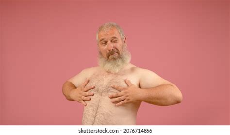 Naked Torso Man Gray Beard Winks Stock Photo Shutterstock