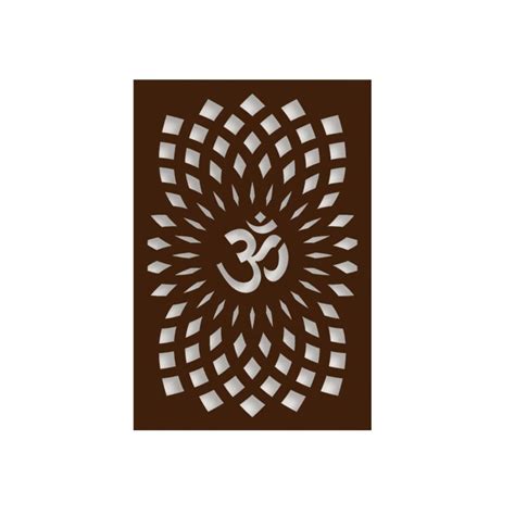 Wall Carving Om Frame In Dark Brown Colour