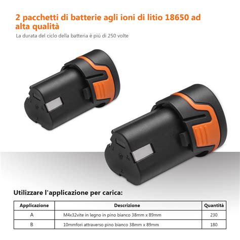 Tacklife PCD03B Trapano Avvitatore A Batteria Da 2000mAh E 12 Volt