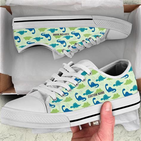 Dinosaur Custom Name Sneakers Dinosaur Low Top Shoes Dinosaur Low