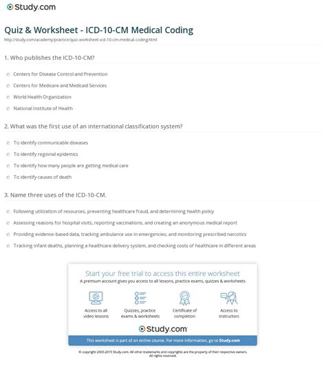 Medical Coding Practice Worksheets