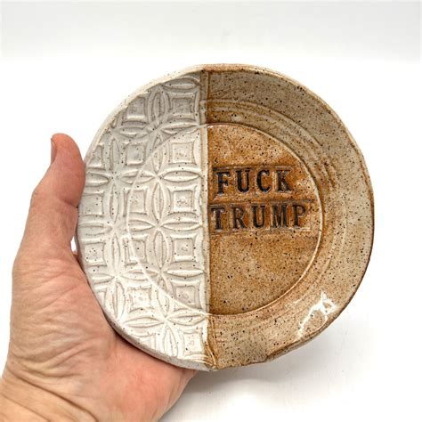Ceramic Spoon Rest With FUCK TRUMP In Toasted Nutmeg And Speckled White Etsy