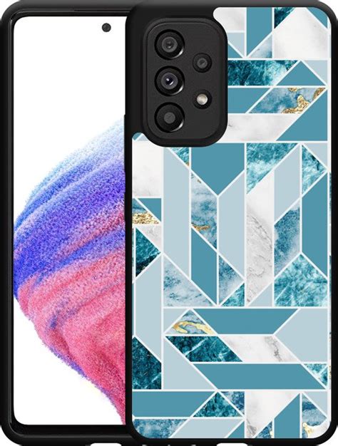 Samsung Galaxy A53 Hardcase Hoesje Blauw Marmer Patroon Designed By