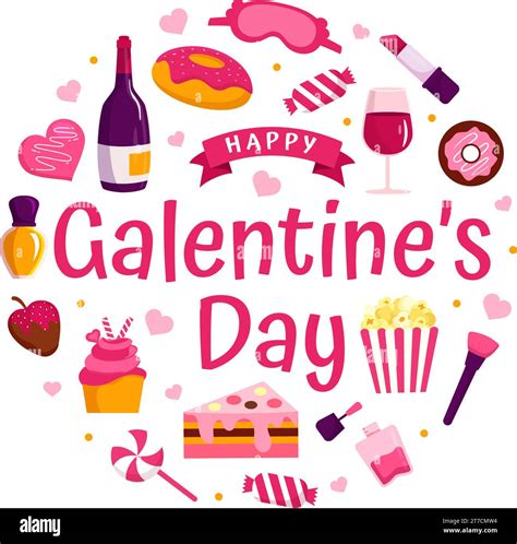 Happy Galentines Day Vector Illustration On February 13th With