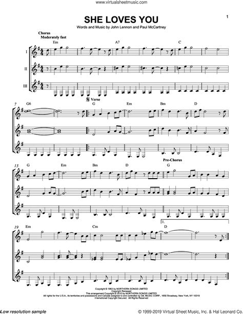 She Loves You Sheet Music For Guitar Ensemble Pdf