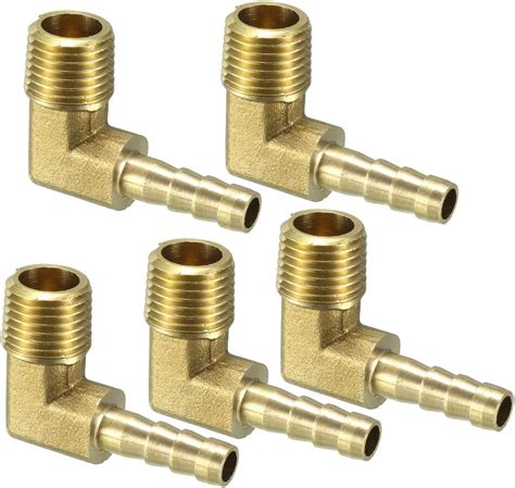 Uxcell Brass Barb Hose Fitting 90 Degree Elbow 6mm Barbed X 14 Pt Male Pipe Adapter