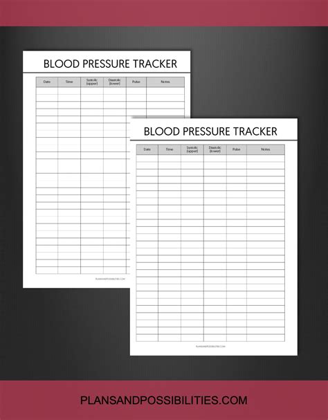 Blood Pressure Tracker Printable, Blood Pressure Chart Template, Blood