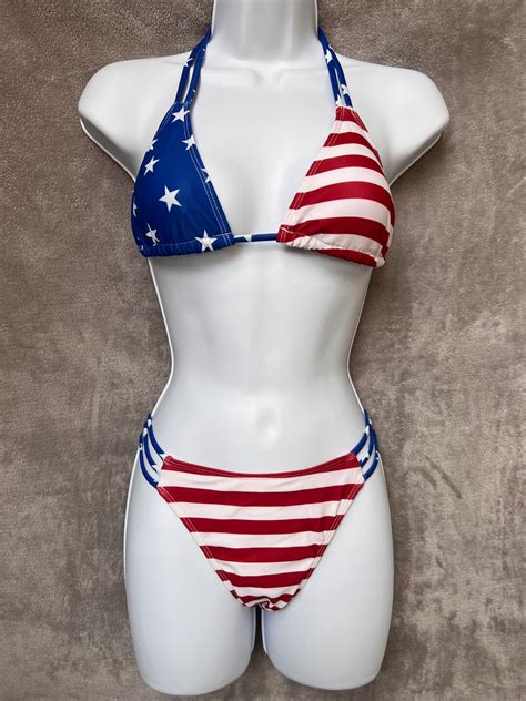 Classic American Flag Triangle Bikini Etsy Australia