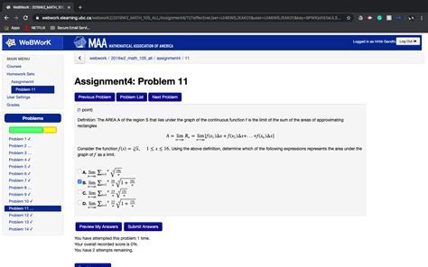 Solved WebWork : 2019W2_MATH_105 X + > c | Chegg.com